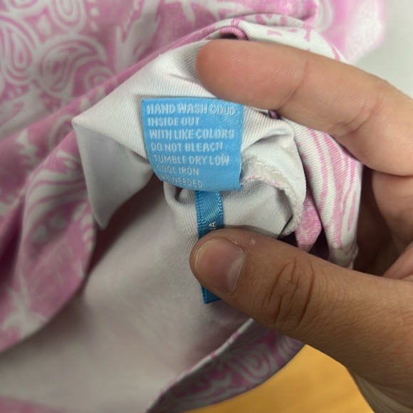 J McLaughlin Catalina Top Medium Pink Peacock Floral Nylon Spandex Stretch - Picture 4 of 5